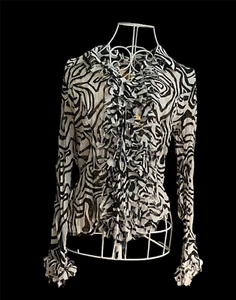 Violet and Claire Blouse Women Small Zebra Print Ruffle Crincle Size S - Picture 1 of 13
