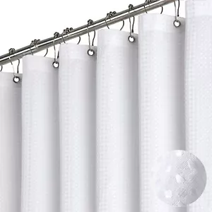 Extra Wide Shower Curtain-108 Inch Wide Waffle Weave Weighted Thick Cloth Bat... - Picture 1 of 6