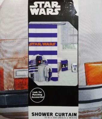 ¡Nuevo! Cortina de ducha Target Star Wars azul/blanco a rayas 72" X 72" pulgadas Foto 1 de 3
