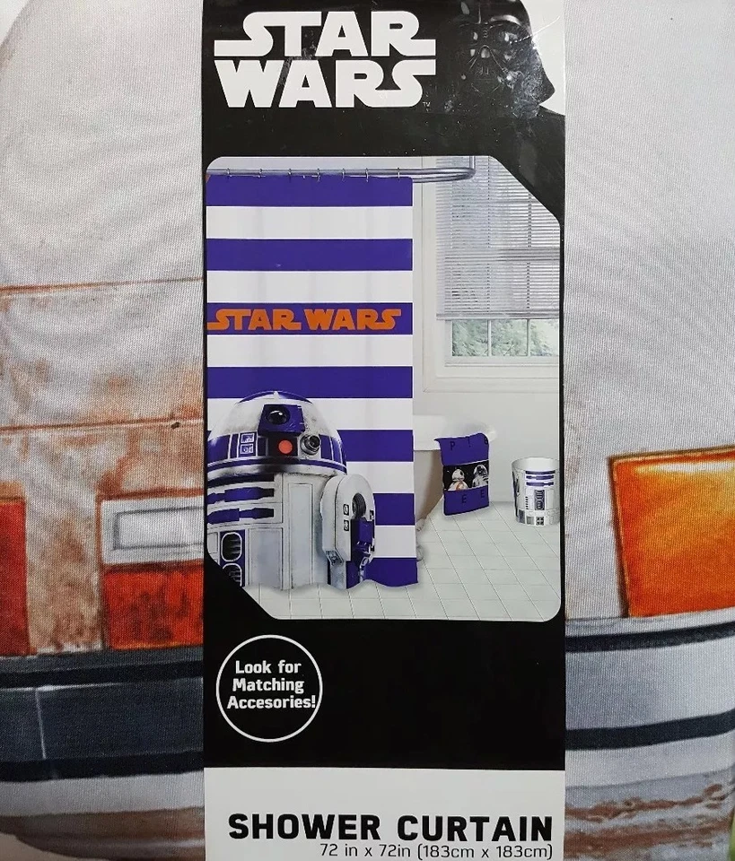 ¡Nuevo! Cortina de ducha Target Star Wars azul/blanco a rayas 72" X 72" pulgadas Foto 1 de 3