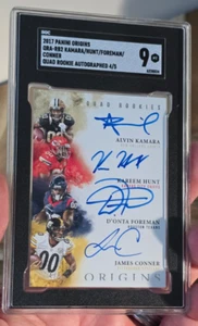 2017 Origins RB Rookie Quad Auto /5 Kamara Hunt Connor Foreman qra-rb2 SGC 9 - Picture 1 of 2