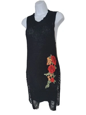 Women's knitted beach floral decor cover up Bodycon  Dress / size large NWOT - Image 1 of 4
