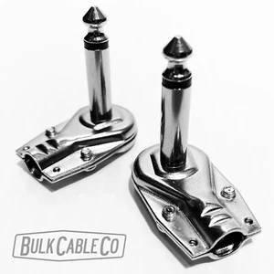 Paquete de 2 - Juego de conectores de panqueques de ángulo recto de 1/4" - conector de parche plano - enchufe de cable - Imagen 1 de 12