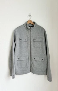 MARC ANTHONY jersey fleece bomber jacket gray pockets crew neck size large - Picture 1 of 7