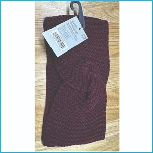 Burgundy Knit Headband - Women's Winter Ear Warmer, Soft, Cozy, Twist Design - Picture 1 of 12