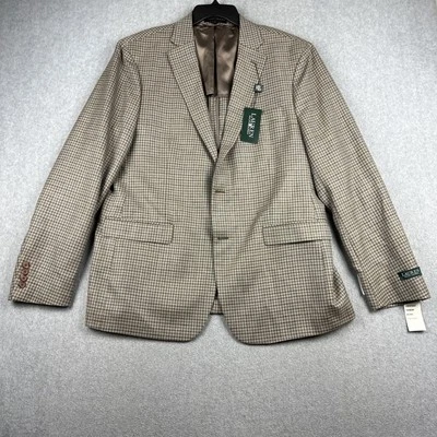 Lauren Ralph Lauren Blazer Mens 46L Check Unstructured Wool Silk Linen NWT $350 - Image 1 of 4