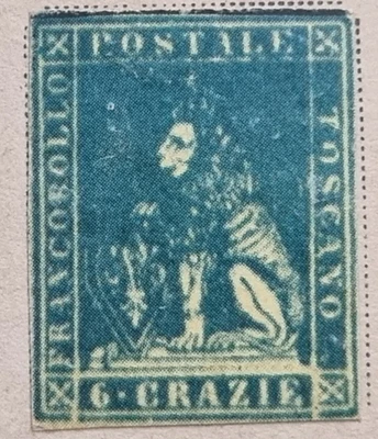 F021 - ANTICHI STATI - TOSCANA - 1851-52 - 6 CRAZIE - SU CARTOLINA NUOVO -DUBBIO - Immagine 1 di 3