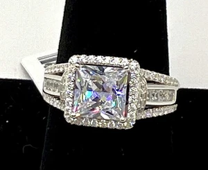 Bella Luce White Square-Cut CZ Rhodium Over Sterling Silver Ring 4.20ctw Size 9 - Picture 1 of 7
