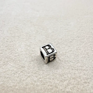 Vintage Sterling Silver B Alphabet Cube Bead Letter Jewelry Accessory - Picture 1 of 8