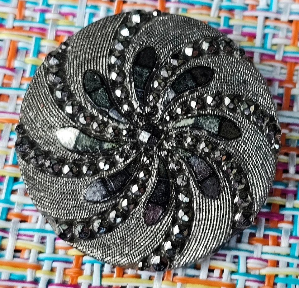 Antique Victorian Black Glass Lace Button 1880s. - Image 1 of 4