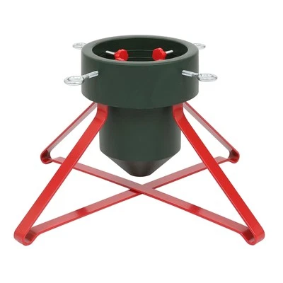 HARBOUR HOUSEWARES 1x Classic Real Christmas Tree Stand 3in Green/Red Xmas Base with Water Holder