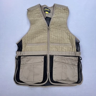 Cabelas Shooting Vest Mens XL Tan Mesh Back Hunting Utility Pockets D Rings - Image 1 of 4
