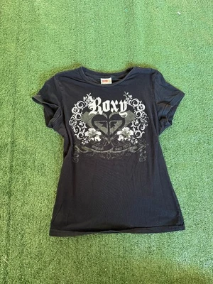 Linda camiseta negra gráfica XL vintage para mujer Y2K 2000s Roxy Surf Wear Surf Wear Foto 1 de 4