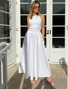 Mossman Homage Dress Sz Medium/Large White Cotton Maxi Formal Event Altered - Picture 1 of 12
