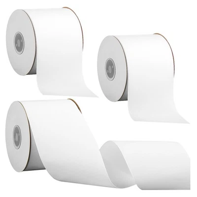 3 Rolls 3 Inch x 25 Yards Solid White Grosgrain Ribbon DIY Large Cheer Hair B... - Image 1 of 4