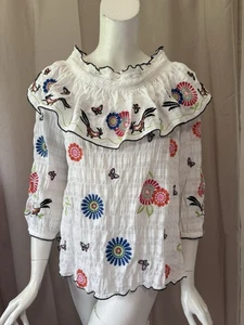 John Mark Women White 3/4 Sleeve Top size M - Picture 1 of 10