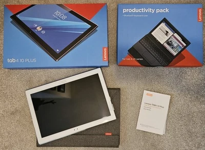 Lenovo Tab 4 10 Plus TB-X704F 16GB Wi-Fi White Android Tablet Keyboard Bundle - Image 1 of 4
