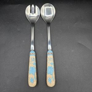 Set of 2 Temptations Light Blue LACE BASKETWEAVE Spoons Serving Utensils - Picture 1 of 5