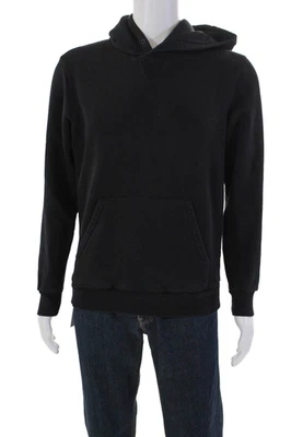 Theory Mens Cotton Blend Spotted Long Sleeve Pullover Hoodie Black Size S - Image 1 of 4