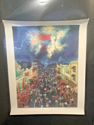 RARE Vintage 1984 "OLYMPIC NIGHT" Charles Boyer Signed DISNEYLAND Lithograph  TN - Image 1 of 4