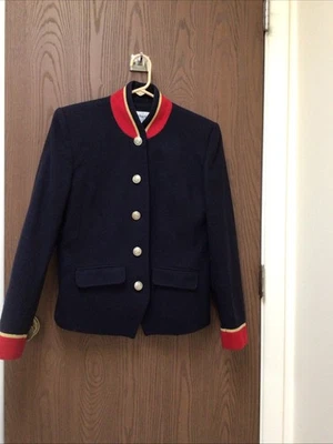 Norton McNaughton navy red military blazer gold buttons 100% wool, sz 8 - Image 1 of 4