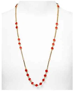 Auth. Kate Spade New York "DOTTED LINE" Red Scatter Long Neck (RAR!!) Rot 32". - Bild 1 von 2