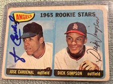 1965 Topps JOSE CARDENAL/DICK SIMPSON Rookie #550 DUAL Auto/Signed