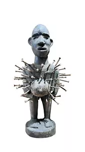 Traditional African Nkisi Nkondi Power Figure - Handcrafted 12” Wooden Statue - Picture 1 of 2