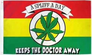 Spliff A Day Keeps Doctor Away 3x5ft Poly Marijuana Weed Dispensary Dorm Flag - Picture 1 of 4
