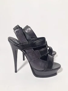 Yves Saint Laurent 10/40 Black Leather Open Toe Pumps - Picture 1 of 6