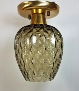 Vintage Ceiling Light Fixture Smokey Gray Glass Shade Globe - Picture 1 of 12