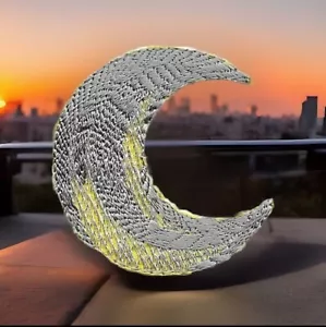 Silver Grey Lunar Waning or Waxing Crescent Moon Embroidered Patch - Picture 1 of 3