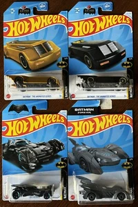 Hot Wheels 2024 Batmobile Lot of 4 Batmobiles NEW ON CARDS - Picture 1 of 9