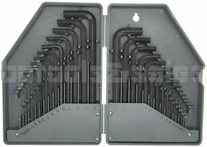 30pc COMBINATION HEX KEY ALLEN WRENCH SET (SAE/METRIC) LONG SHORT ARM w/ CASE - Picture 1 of 3