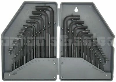 30pc COMBINATION HEX KEY ALLEN WRENCH SET (SAE/METRIC) LONG SHORT ARM w/ CASE - Image 1 of 3