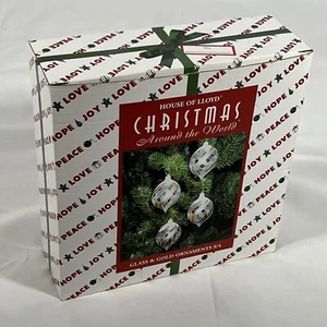Vtg House of Lloyd Christmas Around The World Set Of 4 Glass & Gold Ornaments - Picture 1 of 5