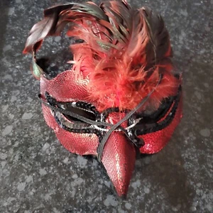 Firebird Feather Eye Mask Costume Masquerade Dress Up Plastic - RRR Mask - Picture 1 of 2