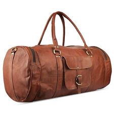 Men's Hand Hold genuine goat leather duffel travel gym weekend overnight bag