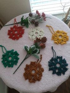 Handcrafted Macrame | Christmas Ornaments | Snowflakes | Holiday Ornaments - Picture 1 of 9
