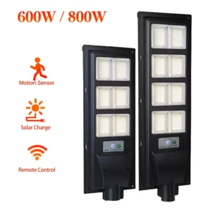 LED Solar Straßenlampe 600W 800W Mastleuchte Garten Wasserdicht mit Lichtmast - Bild 1 von 14