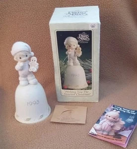 Precious Moments PORCELAIN BELL 1993 "Wishing You the Sweetest Christmas"#530174 - Picture 1 of 9