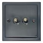 G&H TBB282-AB Trimline Plate Black Bronze 2 Gang 1 or 2 Way Toggle Light Switch