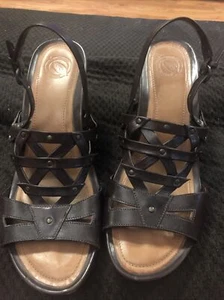 Ladies Shoes Nurture Strappy Wedge Heel With Ankle Strap. Size 8.5 Brown - Picture 1 of 5