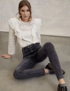 Neu mit Etikett Anthropologie MOTHER The Swooner Skinny-Jeans ultrahoch geschnitten mit Nähten Größe 32 - Bild 1 von 5