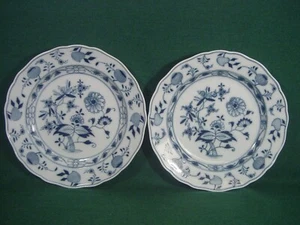 2 Meissen Blue Onion Pattern Plate Antique German Porcelain 19thc Hand-Painted - Picture 1 of 15