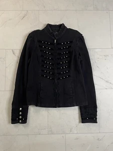 Chaqueta Militar Denim Negra Encaje Terciopelo Tripp NYC De Colección Talla XXL Whimsigoth - Imagen 1 de 12