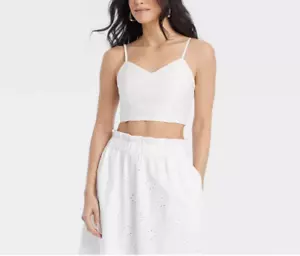 Women's Eyelet Bra Tank Top - Universal Thread White XS - Picture 1 of 6