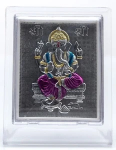 Pure Silver No.1 Ganesh Mena Idol Frame Stand .999 Raj Laxmi RIS w/ Original Box - Picture 1 of 10