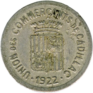 ► MONNAIE DE NECESSITE FRANCE • 1922 ☆ CADILLAC ★ 10 CENT • UNION COMMERC ☆C9325 - Imagen 1 de 4