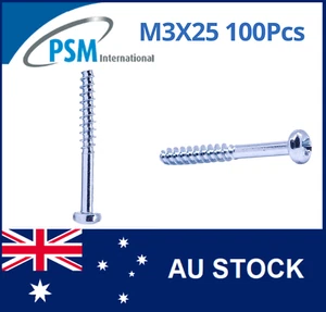 PLASTIC THREADING SCREW M3X25 PAN POZI STEEL ZINC PLATED WN1412KB30X25Z X100 - Picture 1 of 5